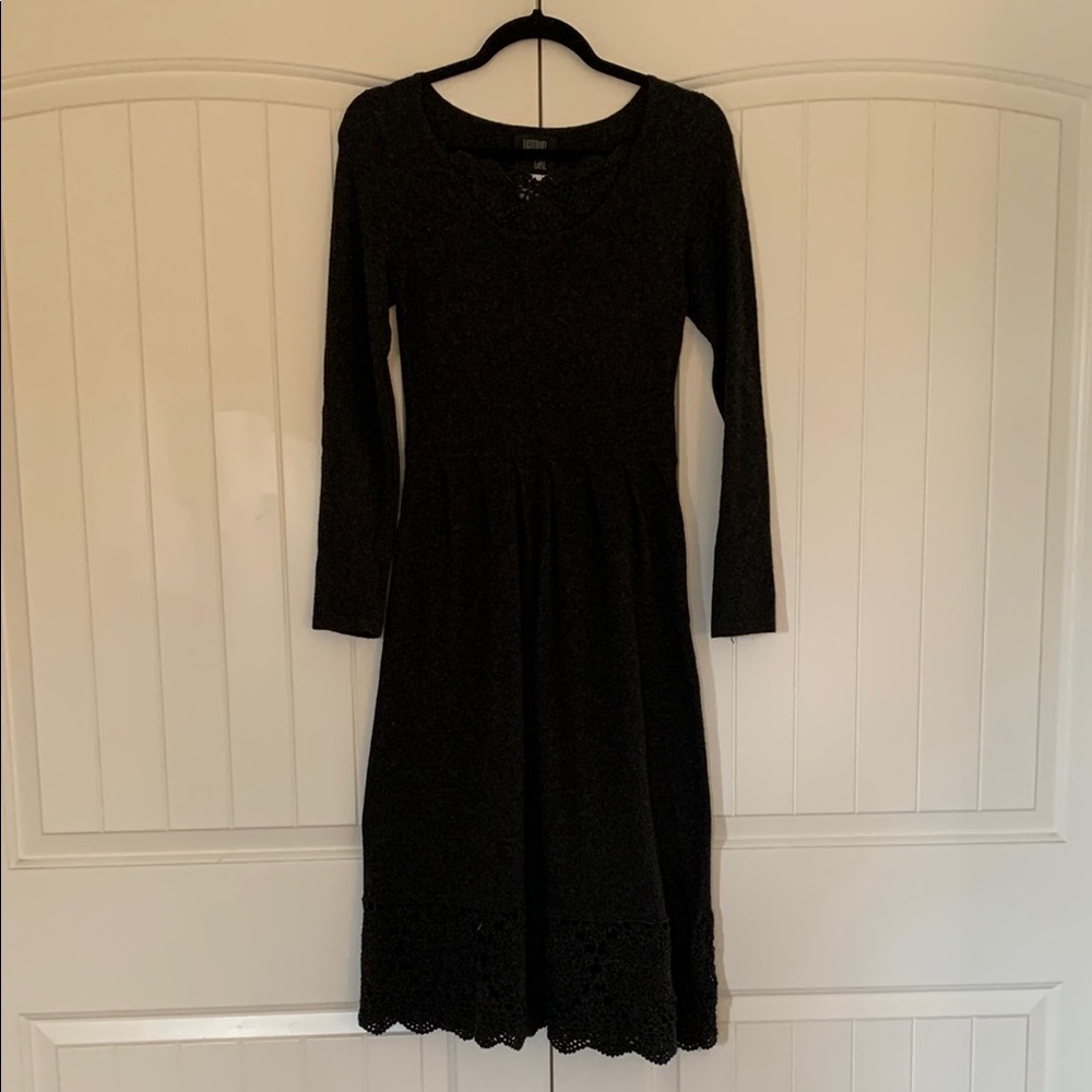 Black A-Line Long Sleeve Dress for Work